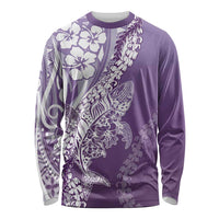 Hawaii Puakenikeni And Maile Lei Long Sleeve Shirt Violet Polynesian Shark Tattoo DT05