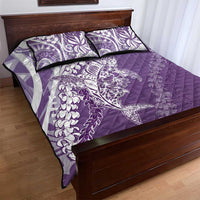 Hawaii Puakenikeni And Maile Lei Quilt Bed Set Violet Polynesian Shark Tattoo DT05