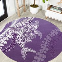 Hawaii Puakenikeni And Maile Lei Round Carpet Violet Polynesian Shark Tattoo DT05