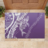 Hawaii Puakenikeni And Maile Lei Rubber Doormat Violet Polynesian Shark Tattoo DT05