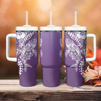 Hawaii Puakenikeni And Maile Lei Tumbler With Handle Violet Polynesian Shark Tattoo DT05