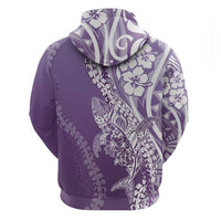 Hawaii Puakenikeni And Maile Lei Zip Hoodie Violet Polynesian Shark Tattoo DT05 - Polynesian Pride