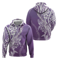 Hawaii Puakenikeni And Maile Lei Zip Hoodie Violet Polynesian Shark Tattoo DT05 - Polynesian Pride