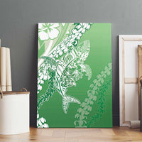 Hawaii Puakenikeni And Maile Lei Canvas Wall Art Green Polynesian Shark Tattoo DT05