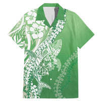 Hawaii Puakenikeni And Maile Lei Family Matching Mermaid Dress and Hawaiian Shirt Green Polynesian Shark Tattoo DT05