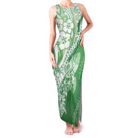 Hawaii Puakenikeni And Maile Lei Family Matching Tank Maxi Dress and Hawaiian Shirt Green Polynesian Shark Tattoo DT05
