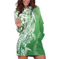 Hawaii Puakenikeni And Maile Lei Hoodie Dress Green Polynesian Shark Tattoo DT05