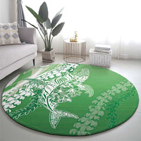 Hawaii Puakenikeni And Maile Lei Round Carpet Green Polynesian Shark Tattoo DT05