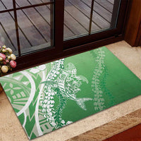 Hawaii Puakenikeni And Maile Lei Rubber Doormat Green Polynesian Shark Tattoo DT05