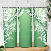 Hawaii Puakenikeni And Maile Lei Skinny Tumbler Green Polynesian Shark Tattoo DT05