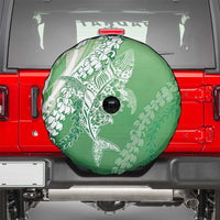 Hawaii Puakenikeni And Maile Lei Spare Tire Cover Green Polynesian Shark Tattoo DT05