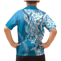 Hawaii Puakenikeni And Maile Lei Family Matching Mermaid Dress and Hawaiian Shirt Blue Polynesian Shark Tattoo DT05