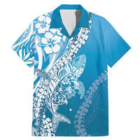 Hawaii Puakenikeni And Maile Lei Family Matching Mermaid Dress and Hawaiian Shirt Blue Polynesian Shark Tattoo DT05