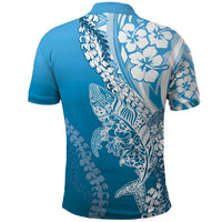 Hawaii Puakenikeni And Maile Lei Polo Shirt Blue Polynesian Shark Tattoo DT05