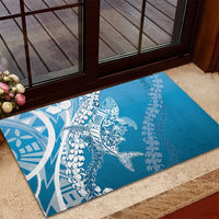 Hawaii Puakenikeni And Maile Lei Rubber Doormat Blue Polynesian Shark Tattoo DT05