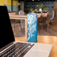 Hawaii Puakenikeni And Maile Lei Skinny Tumbler Blue Polynesian Shark Tattoo DT05