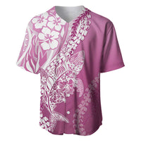 Hawaii Puakenikeni And Maile Lei Baseball Jersey Pink Polynesian Shark Tattoo DT05
