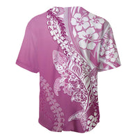 Hawaii Puakenikeni And Maile Lei Baseball Jersey Pink Polynesian Shark Tattoo DT05