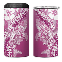 Hawaii Puakenikeni And Maile Lei 4 in 1 Can Cooler Tumbler Pink Polynesian Shark Tattoo DT05
