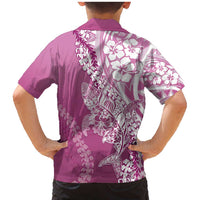 Hawaii Puakenikeni And Maile Lei Family Matching Mermaid Dress and Hawaiian Shirt Pink Polynesian Shark Tattoo DT05