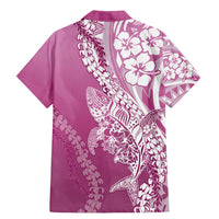Hawaii Puakenikeni And Maile Lei Family Matching Mermaid Dress and Hawaiian Shirt Pink Polynesian Shark Tattoo DT05