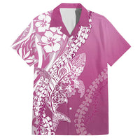 Hawaii Puakenikeni And Maile Lei Family Matching Off Shoulder Maxi Dress and Hawaiian Shirt Pink Polynesian Shark Tattoo DT05