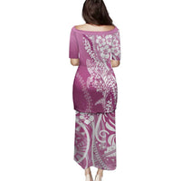 Hawaii Puakenikeni And Maile Lei Family Matching Puletasi and Hawaiian Shirt Pink Polynesian Shark Tattoo DT05