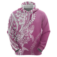 Hawaii Puakenikeni And Maile Lei Hoodie Pink Polynesian Shark Tattoo DT05