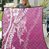 Hawaii Puakenikeni And Maile Lei Quilt Pink Polynesian Shark Tattoo DT05