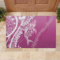 Hawaii Puakenikeni And Maile Lei Rubber Doormat Pink Polynesian Shark Tattoo DT05