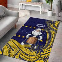 Tokelau Christmas Area Rug Santa With Tuluma Xmas Tribal Waves - Polynesian Pride