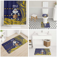 Tokelau Christmas Bathroom Set Santa With Tuluma Xmas Tribal Waves - Polynesian Pride
