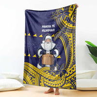 Tokelau Christmas Blanket Santa With Tuluma Xmas Tribal Waves - Polynesian Pride