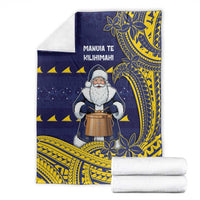 Tokelau Christmas Blanket Santa With Tuluma Xmas Tribal Waves - Polynesian Pride