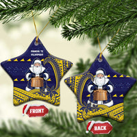 Tokelau Christmas Ceramic Ornament Santa With Tuluma Xmas Tribal Waves - Polynesian Pride