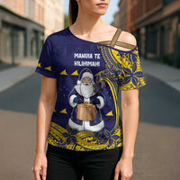 Tokelau Christmas Cross Shoulder Shirt Santa With Tuluma Xmas Tribal Waves DT05 - Polynesian Pride
