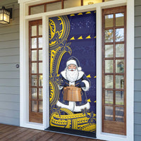 Tokelau Christmas Door Cover Santa With Tuluma Xmas Tribal Waves - Polynesian Pride