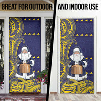 Tokelau Christmas Door Cover Santa With Tuluma Xmas Tribal Waves - Polynesian Pride