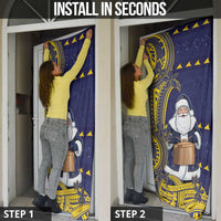 Tokelau Christmas Door Cover Santa With Tuluma Xmas Tribal Waves - Polynesian Pride