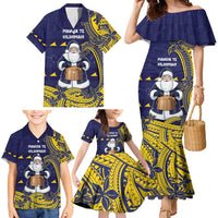 Tokelau Christmas Family Matching Mermaid Dress and Hawaiian Shirt Santa With Tuluma Xmas Tribal Waves DT05 - Polynesian Pride