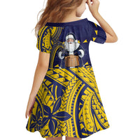 Tokelau Christmas Family Matching Off Shoulder Maxi Dress and Hawaiian Shirt Santa With Tuluma Xmas Tribal Waves DT05 - Polynesian Pride