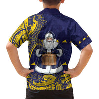 Tokelau Christmas Family Matching Summer Maxi Dress and Hawaiian Shirt Santa With Tuluma Xmas Tribal Waves DT05 - Polynesian Pride