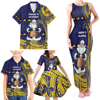Tokelau Christmas Family Matching Tank Maxi Dress and Hawaiian Shirt Santa With Tuluma Xmas Tribal Waves DT05 - Polynesian Pride