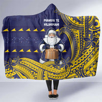 Tokelau Christmas Hooded Blanket Santa With Tuluma Xmas Tribal Waves - Polynesian Pride