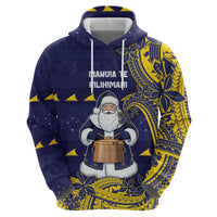 Tokelau Christmas Hoodie Santa With Tuluma Xmas Tribal Waves - Polynesian Pride