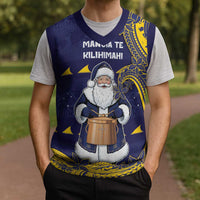 Tokelau Christmas Knitted V-Neck Vest Santa With Tuluma Xmas Tribal Waves DT05 - Polynesian Pride