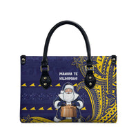 Tokelau Christmas Leather Bag Santa With Tuluma Xmas Tribal Waves - Polynesian Pride