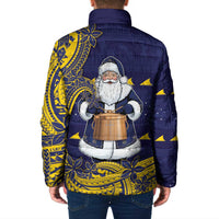Tokelau Christmas Padded Jacket Santa With Tuluma Xmas Tribal Waves - Polynesian Pride