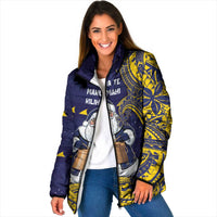 Tokelau Christmas Padded Jacket Santa With Tuluma Xmas Tribal Waves - Polynesian Pride