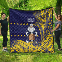 Tokelau Christmas Quilt Santa With Tuluma Xmas Tribal Waves - Polynesian Pride